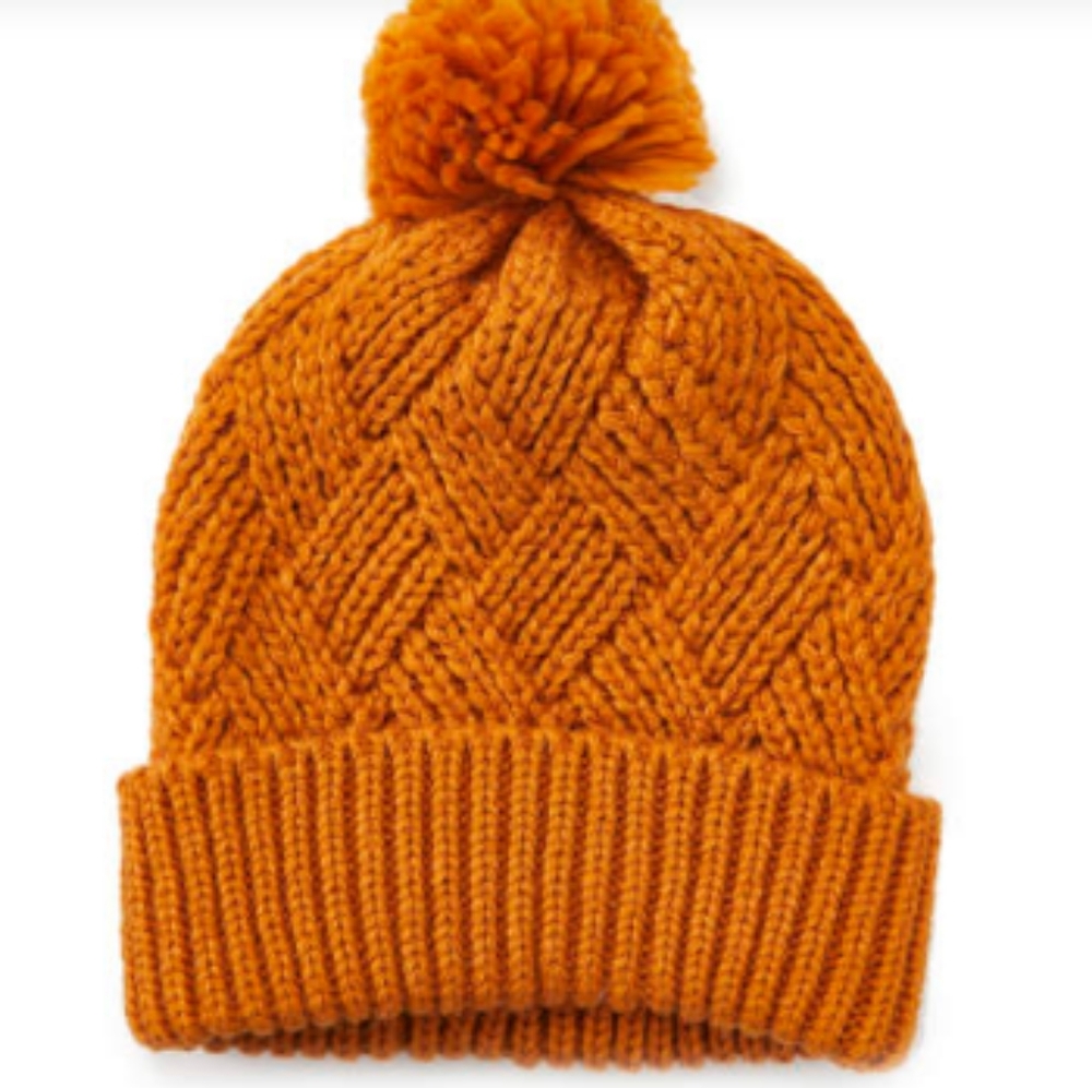 Mustard pom - pom hat